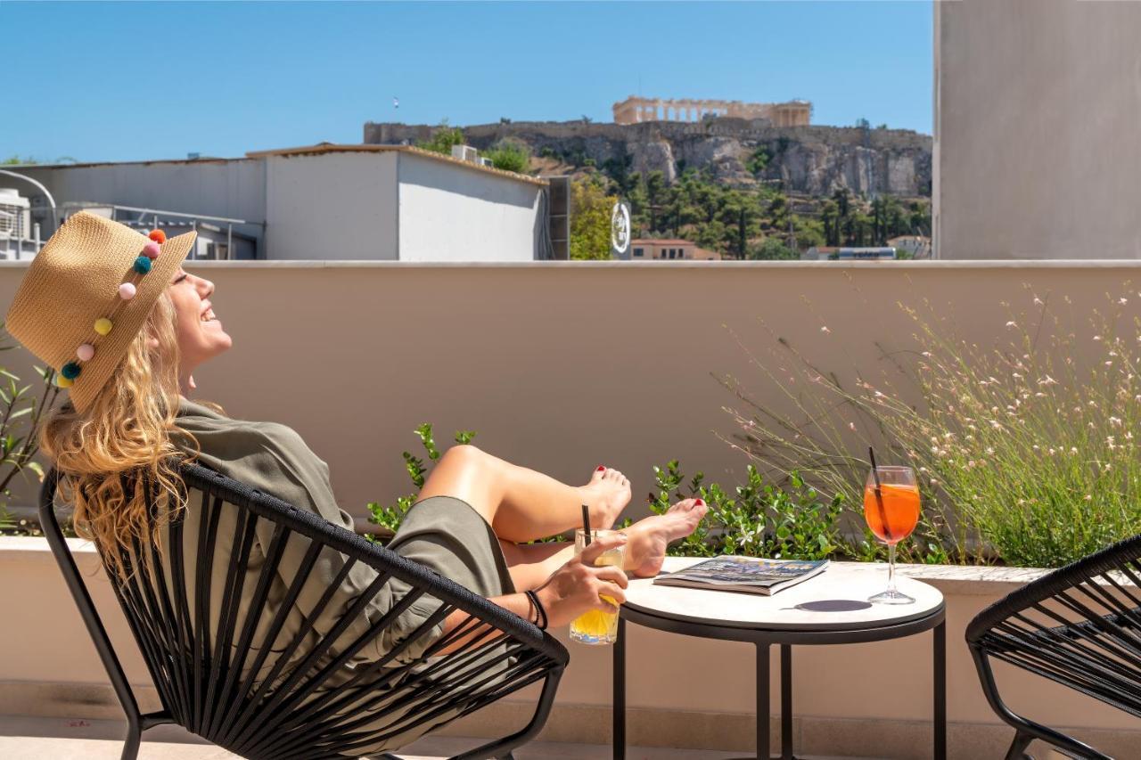 Hellenic Vibes Smart Hotel Aten Exteriör bild The view from the hotel